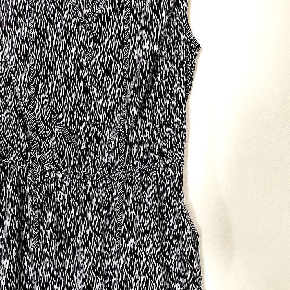 Loft Black White Pattern Cinched Waist Dress Size S - Picture 7 of 8